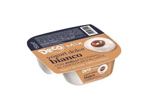 Decò yogurt bianco dolce con anellini di cioccolato al latte