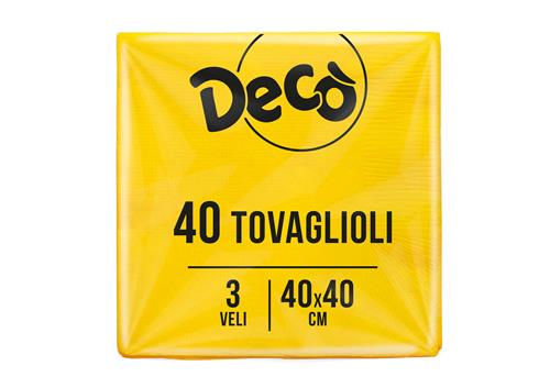 Decò tovaglioli gialli 3 veli 40 pezzi 40x40