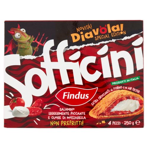 Sofficini Findus 4 Sofficini Diavola con Salamino Leggermente Piccante e cuore di Mozzarella 250 g