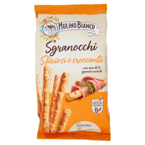 Mulino Bianco Sgranocchi Grissini con 8 Cereali e Sesamo con Farina Sostenibile 210g