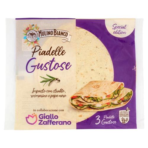 Mulino Bianco Piadelle Gustose Impasto con Strutto, Rosmarino e Pepe Nero 3pz 330 g