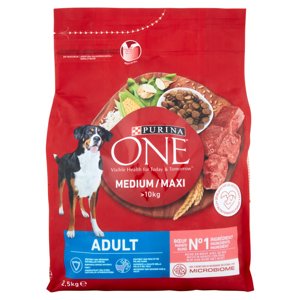 PURINA ONE Medium/Maxi Adult Ricco in Manzo con Riso 2,5 kg