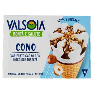 Valsoia Bontà e Salute Cono Variegato Cacao con Nocciole Tostate 4 x 75 g