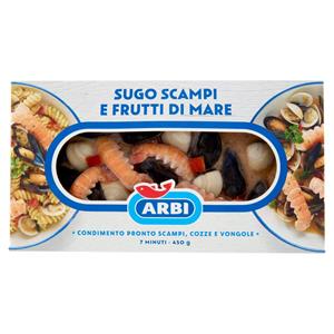 Arbi Sugo Scampi e Frutti di Mare Condimento Pronto Scampi, Cozze e Vongole 450 g