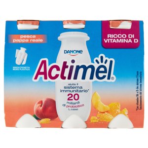 Actimel yogurt da bere arricchito con calcio, vitamina B6 e D, gusto pesca e pappa reale 6 x 100 g