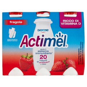 Actimel yogurt da bere arricchito con calcio, vitamina B6 e D, gusto fragola 6 x 100 g