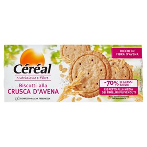 Cèrèal Nutrizione e Fibre, Biscotti alla crusca d'Avena, Frollini in fibra d'avena - 8 per 18g