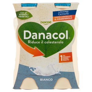 DANACOL Yogurt da bere, Riduce il Colesterolo grazie agli Steroli Vegetali, Bianco Naturale, 4x100g