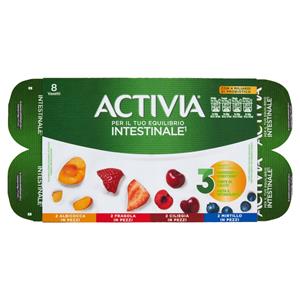 ACTIVIA Yogurt con Probiotico Bifidus, mix di gusti Mirtillo/Fragola/Ciliegia/Albicocca, 8x125g