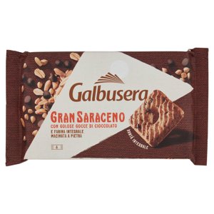 Galbusera Gran Saraceno con Golose Gocce di Cioccolato e Farina Integrale Macinata a Pietra 6x43,3 g