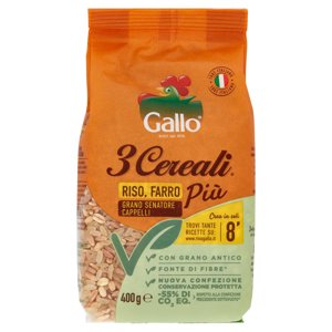 Gallo 3 Cereali Riso, Farro Più Grano Senatore Cappelli 400 g