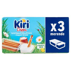 Kiri Dippi Latte Fresco & Crema di Latte + Croccanti Grissini 3 x 35 g