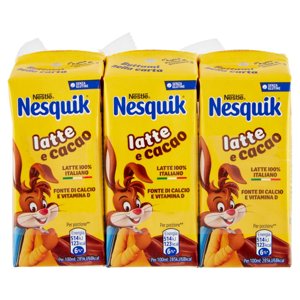 NESQUIK Pronto da Bere Bevanda a base di Latte e Cacao Solubile 3 brick da 180 ml