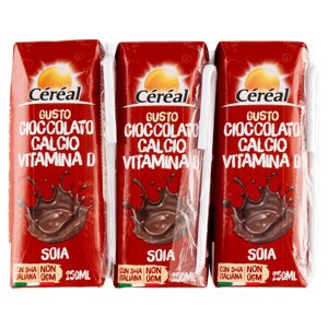 Céréal, Bevanda di Soia Gusto Cioccolato, non OGM, fonte di calcio, senza glutine - 3 x 250 ML