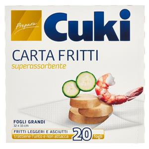 Cuki Prepara Carta Fritti superassorbente Fogli Grandi 32 x 33 cm 20 fogli