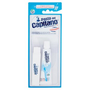 Pasta del Capitano in Viaggio Spazzolino Setole Medie, Dentifricio Protezione Placca e Carie 25 ml