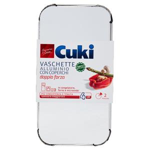 Cuki Conserva e Cuoce Vaschette Alluminio con Coperchio doppia forza 2 Porzioni 4 pz