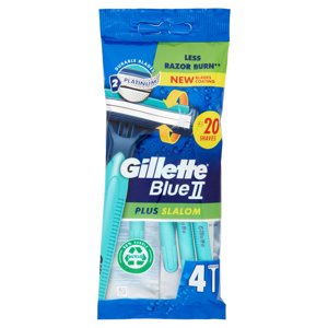 Gillette Blue II Plus Slalom Rasoio da Uomo Usa e Getta a 2 Lame con Testina Oscillante, 4 Rasoi