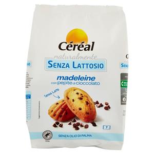 Céréal Senza Lattosio Madeleine con Pepite di Cioccolato, 7 Merendine senza glutine, 210g