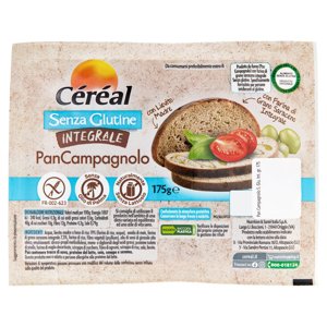 Céréal senza Glutine Integrale, Pan Campagnolo senza lattosio, Pane a fette - 175g