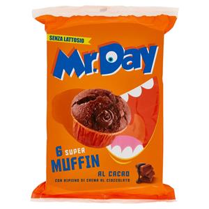 Mr.Day 6 Super Muffin al Cacao con Ripieno di Crema al Cioccolato 6 x 50 g