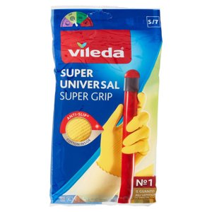 Vileda guanti casalinghi Super Universal in lattice, super grip antiscivolo, taglia S