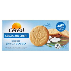 Céréal, Biscotti gusto Cocco, Senza Zuccheri, Fonte di Fibre, Senza Olio di Palma, 3 Pack - 132 g