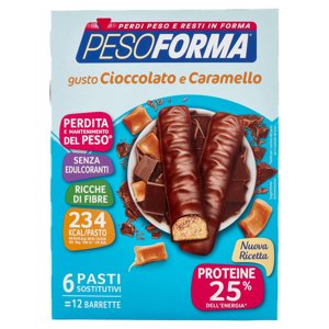 Pesoforma gusto Cioccolato Caramello, pasto sostitutivo ricco di fibre, 234 kcal per pasto, 12 x 31g