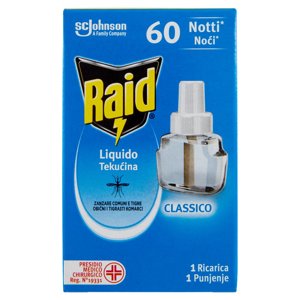 Raid Liquido Elettrico Antizanzare Comuni e Tigre, 60 notti, Ricarica 36 ml