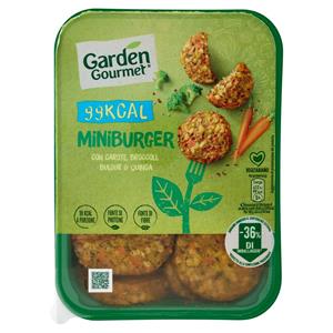 GARDEN GOURMET Mini Burger 99kcal Vegetariano con Carote, Broccoli, Bulgur e Quinoa 198 g