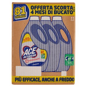 Ace Detersivo Igienizzante Classico 3 x 27 Lavaggi 3 x 1350 ml