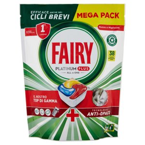 Fairy Pastiglie Lavastoviglie Platinum Plus Anti-Opaco, Detersivo Piatti Limone, 38 Capsule 589 g