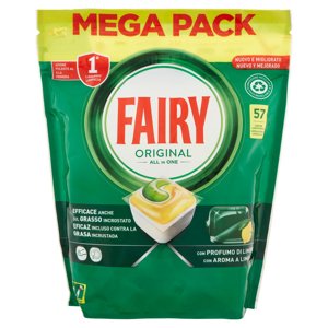 Fairy Pastiglie Lavastoviglie Original, Detersivo Piatti Limone, 57 Capsule 770 g