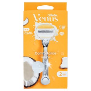 Gillette Venus Rasoio Donna Comfortglide Cocco Plus Olaz a 5 Lame, 1 Manico + 2 Lamette Donna