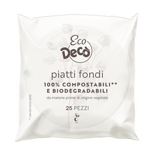 DECO ECO PIATTI FONDI BIA.25PZ