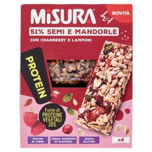 Misura Protein 51% Semi e Mandorle con Cranberry e Lamponi 4 x 30 g