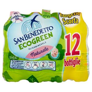 San Benedetto Acqua Naturale Fonte Primavera Ecogreen 12 x 0,5 L