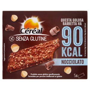 Céréal Barrette Snack Nocciolato Senza Glutine, con cioccolato e nocciole tostate - 5 x 18 g