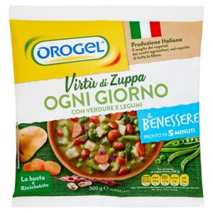 Orogel Il Benessere Virtù di Zuppa Ogni Giorno con Verdure e Legumi Surgelati 500 g