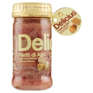 Delicius Filetti di Alici in olio aromatizzato al Tartufo Bianco 100 g