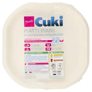 Cuki Presenta Piatti Piani in cartoncino compostabile 15 pz