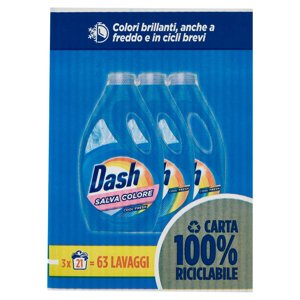 Dash Detersivo Liquido Lavatrice, Salvacolore, 3x21 Lavaggi=63 Lavaggi 3x1050ml