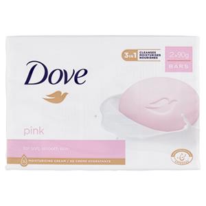 Dove pink for soft, smooth skin Bars 2 x 90 g