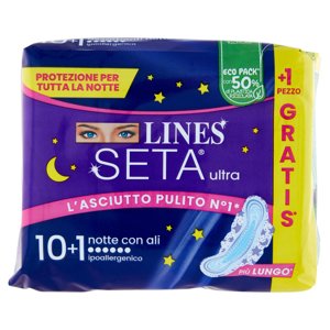 Lines Seta ultra notte con ali 10+1 pz