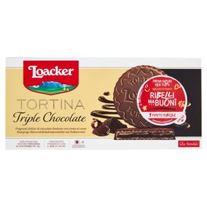 Loacker gran Pasticceria, tortina triple dark al cioccolato fondente con crema al cacao 3 pezzi 63g