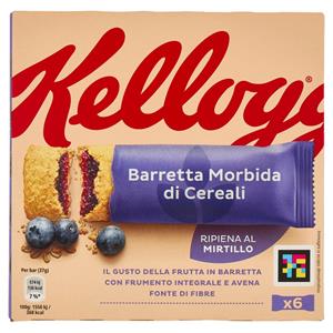 Kellogg's Barretta Morbida di Cereali Ripiena al Mirtillo 6 x 37 g