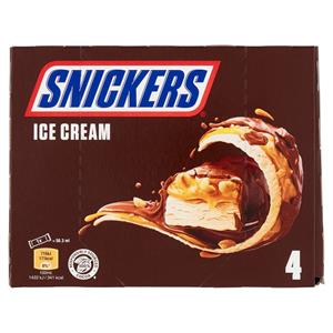 Snickers Barretta Gelato con cioccolato, caramello e arachidi tostate, Multipack da 4 x 45.6 g