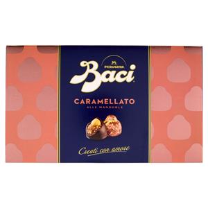 BACI PERUGINA Caramellato alle Mandorle Cioccolatini Fondenti ripieni al Gianduia Scatola 150g 