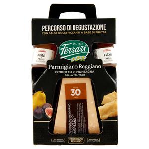 Ferrari Parmigiano Reggiano DOP Montagna 30 mesi 250g con salse dolci-piccanti a base di frutta