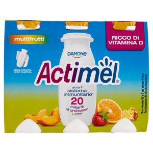 Actimel yogurt da bere arricchito con calcio, vitamina B6 e D, gusto multifrutti 6 x 100 g